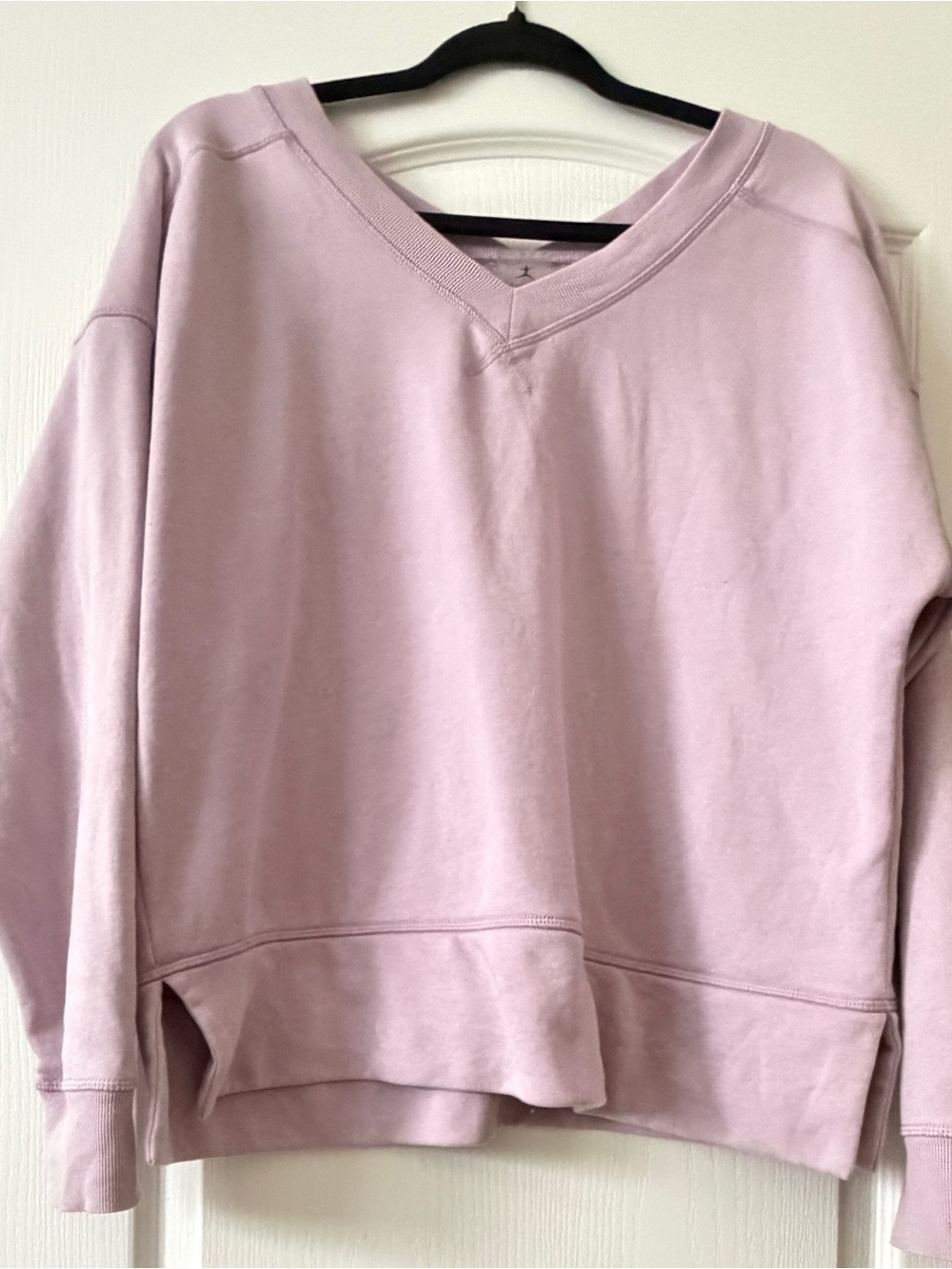 Danskin Coastal Fleece V-Neck Sweatshirt Pink Lilac Relaxed Fit Size Large